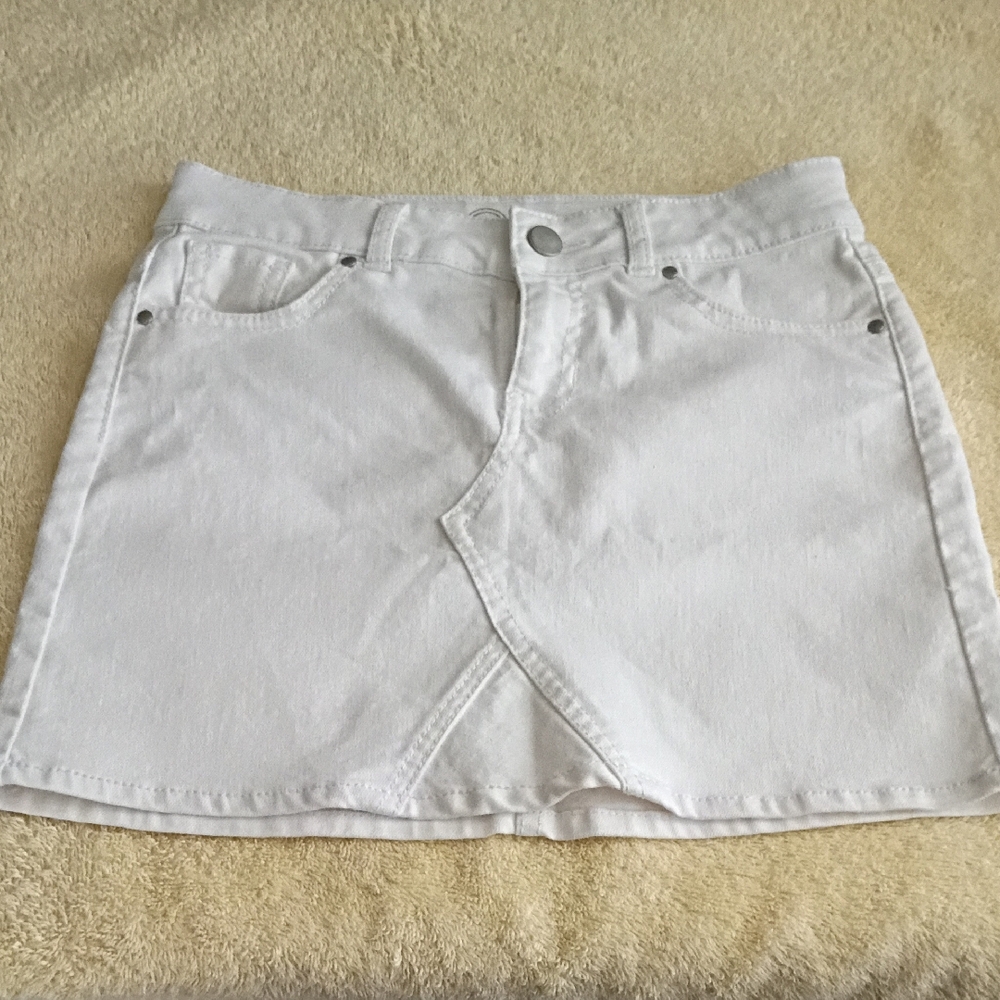 wonder nation White Denim Skirt with Overlap Front